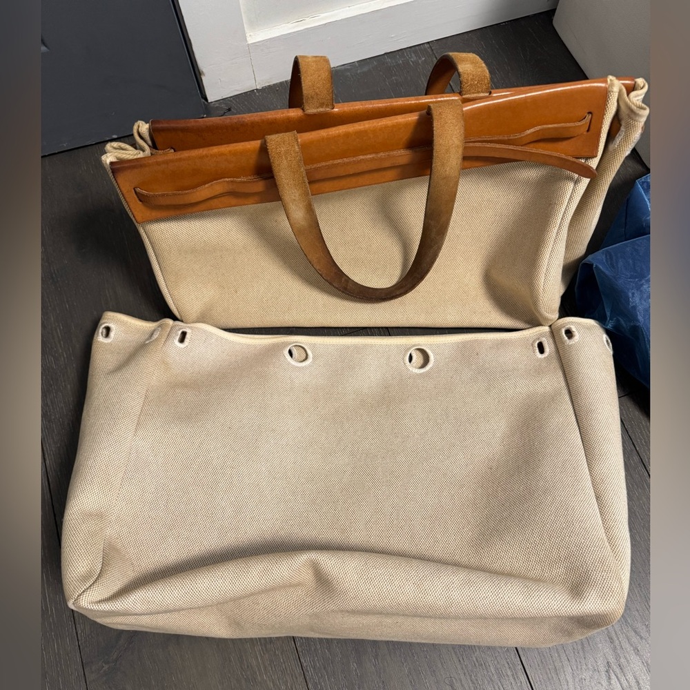 Hermes Vintage Herbag 2 in 1 Cabas Toile and Leather. Very good condition